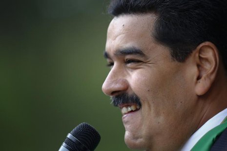 Venezuela's President Nicolas Maduro speaks to media after a meeting with his Palestinian counterpart President Mahmoud Abbas at Miraflores Venezuela's President Nicolas Maduro speaks to media after a meeting with his Palestinian counterpart President Mahmoud Abbas at Miraflores