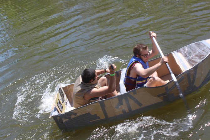 Murphy, Katie & Nick hosted the Redneck Regatta cardboard boat race at Celebrate De Pere 2014