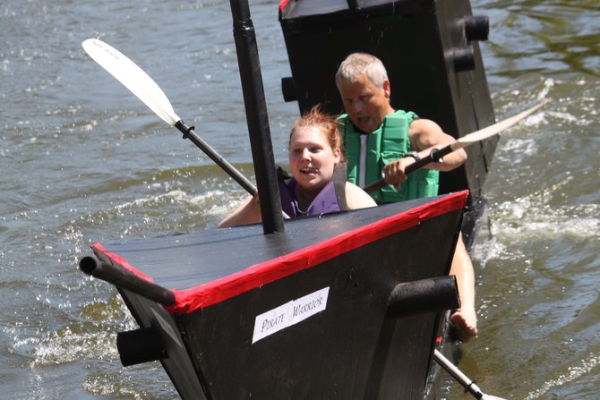 Murphy, Katie & Nick hosted the Redneck Regatta cardboard boat race at Celebrate De Pere 2014