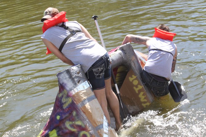 Murphy, Katie & Nick hosted the Redneck Regatta cardboard boat race at Celebrate De Pere 2014