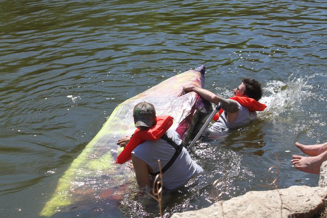 Murphy, Katie & Nick hosted the Redneck Regatta cardboard boat race at Celebrate De Pere 2014