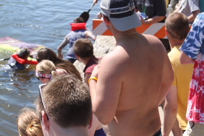 Murphy, Katie & Nick hosted the Redneck Regatta cardboard boat race at Celebrate De Pere 2014