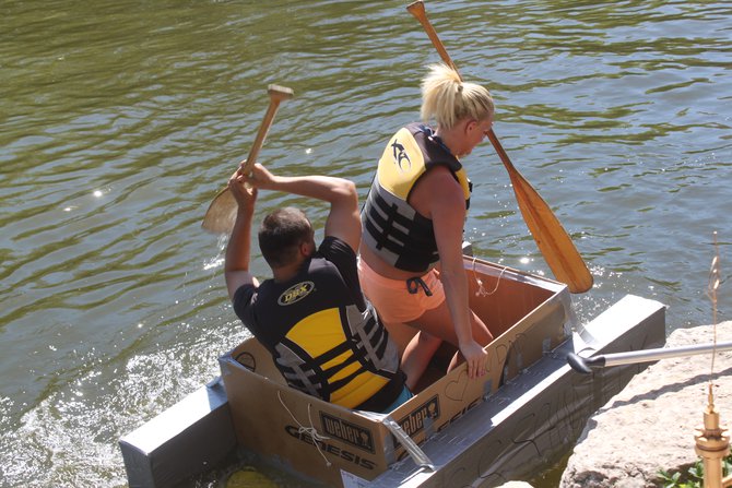 Murphy, Katie & Nick hosted the Redneck Regatta cardboard boat race at Celebrate De Pere 2014