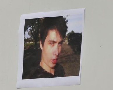 A picture of Elliot Rodger is displayed during a news conference by Santa Barbara County Sheriff Bill Brown (not shown) at Sheriff headquarters in Santa Barbara, California May 24, 2014.
CREDIT: REUTERS/PHIL KLEIN A picture of Elliot Rodger is displayed during a news conference by Santa Barbara County Sheriff Bill Brown (not shown) at Sheriff headquarters in Santa Barbara, California May 24, 2014.
CREDIT: REUTERS/PHIL KLEIN