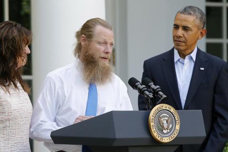 U.S. President Barack Obama watches as Jami Bergdahl (L) and Bob Bergdahl (C) talk about the release of their son, prisoner of war U.S. Army Sergeant Bowe Bergdahl, during a statement in the Rose Garden at the White House in Washington May 31, 2014. Credit: Reuters/Jonathan Ernst U.S. President Barack Obama watches as Jami Bergdahl (L) and Bob Bergdahl (C) talk about the release of their son, prisoner of war U.S. Army Sergeant Bowe Bergdahl, during a statement in the Rose Garden at the White House in Washington May 31, 2014. Credit: Reuters/Jonathan Ernst