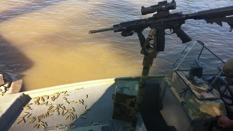 gun mounted to boat of Stephen Winland.
photo provided by Indiana DNR gun mounted to boat of Stephen Winland.
photo provided by Indiana DNR