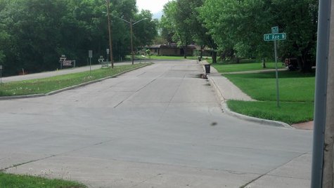 14th Avenue North looking south to Elm Street, identified for closing 14th Avenue North looking south to Elm Street, identified for closing