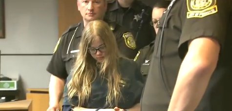 12-year-old suspect Morgan E. Geyser is accused of helping to stab another 12-year-old girl 19 times. (Photo from: FOX 11/YouTube). 12-year-old suspect Morgan E. Geyser is accused of helping to stab another 12-year-old girl 19 times. (Photo from: FOX 11/YouTube).