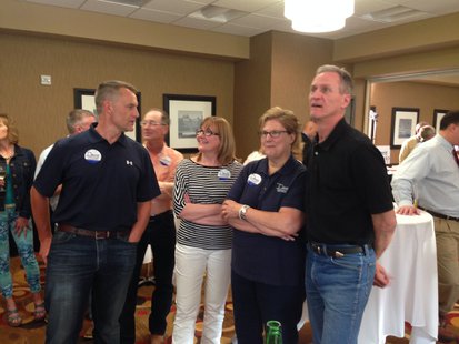 Governor Dennis Daugaard watches election returns with supporters. Daugaard was projected as the winner in the Republican race for South Dakota governor. - KELO file photo Governor Dennis Daugaard watches election returns with supporters. Daugaard was projected as the winner in the Republican race for South Dakota governor. - KELO file photo