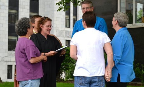 A gay marriage ceremony being performed in Madison (Photo: Wisconsin Radio Network) A gay marriage ceremony being performed in Madison (Photo: Wisconsin Radio Network)