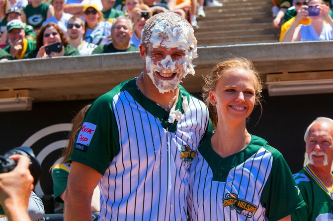 Jordy got hit with a pie at the Jordy Nelson Charity Softball Game. See all our pictures at: http://wixx.com/galleries/2205/ (copy and paste into your browser)