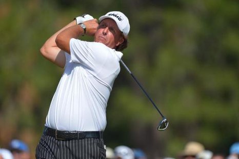 Pinehurst, NC, USA; Phil Mickelson tees off on the 8th hole during a practice round for the U.S. Open golf tournament at Pinehurst No. 2 at Pinehurst Resort & Country Club. Mandatory Credit: Kevin Liles-USA TODAY Sport Pinehurst, NC, USA; Phil Mickelson tees off on the 8th hole during a practice round for the U.S. Open golf tournament at Pinehurst No. 2 at Pinehurst Resort & Country Club. Mandatory Credit: Kevin Liles-USA TODAY Sport