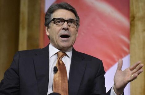 Texas Gov. Rick Perry makes remarks during a panel discussion on ''Criminal Justice Reform'' at the Conservative Political Action Conference (CPAC) opens in Oxon Hill, Maryland, March 7, 2014.
CREDIT: REUTERS/MIKE THEILER Texas Gov. Rick Perry makes remarks during a panel discussion on ''Criminal Justice Reform'' at the Conservative Political Action Conference (CPAC) opens in Oxon Hill, Maryland, March 7, 2014.
CREDIT: REUTERS/MIKE THEILER