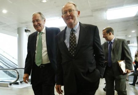 U.S. Senator Tom Harkin (D-IA) (L) and Senator Lamar Alexander (R-TN) (C) walk to a closed-door briefing on talks with Iran by Secretary of State John Kerry and Treasury Secretary Jack Lew at the U.S. Capitol in Washington December 11, 2013.
CREDIT: REUTERS/JONATHAN ERNST U.S. Senator Tom Harkin (D-IA) (L) and Senator Lamar Alexander (R-TN) (C) walk to a closed-door briefing on talks with Iran by Secretary of State John Kerry and Treasury Secretary Jack Lew at the U.S. Capitol in Washington December 11, 2013.
CREDIT: REUTERS/JONATHAN ERNST