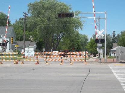 Vine Avenue railroad crossing in Marshfield, WI Vine Avenue railroad crossing in Marshfield, WI