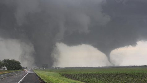 Two tornadoes touch down near Pilger, Nebraska June 16, 2014.
CREDIT: REUTERS/DUSTIN WILCOX/TWISTERCHASERS Two tornadoes touch down near Pilger, Nebraska June 16, 2014.
CREDIT: REUTERS/DUSTIN WILCOX/TWISTERCHASERS