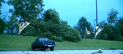 Storm damage seen in Platteville on Tuesday June 17, 2014. (Photo from: FOX 11/YouTube). Storm damage seen in Platteville on Tuesday June 17, 2014. (Photo from: FOX 11/YouTube).