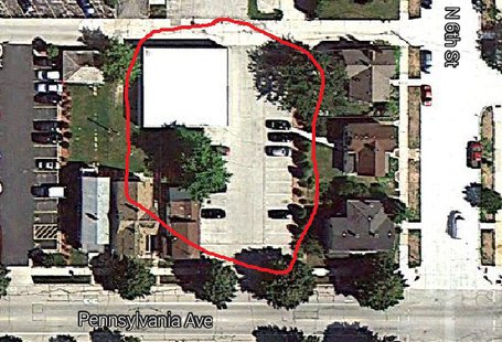 A Google Maps view of the property Sheboygan County bought for Building Services to use for storage/parking. A Google Maps view of the property Sheboygan County bought for Building Services to use for storage/parking.