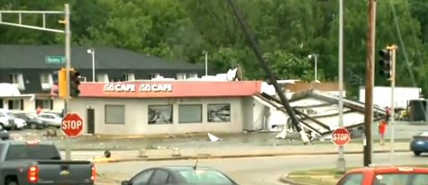 Part of the damage left behind by tornadoes that tore through Platteville. As seen on Tuesday June 17, 2014. (Photo from: FOX 11/YouTube). Part of the damage left behind by tornadoes that tore through Platteville. As seen on Tuesday June 17, 2014. (Photo from: FOX 11/YouTube).