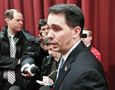 Scott Walker speaks with reporters (photo: Wisconsin Radio Network) Scott Walker speaks with reporters (photo: Wisconsin Radio Network)