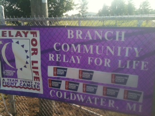 A banner for the American Cancer Society Branch County Relay For Life. A banner for the American Cancer Society Branch County Relay For Life.