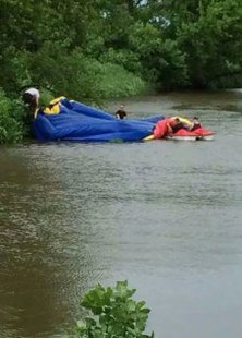 Bounce house winds up in the Park River in Grafton Bounce house winds up in the Park River in Grafton