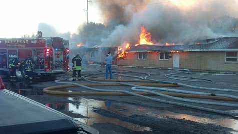 Flames shooting out of Moorhead Baptist Church on Hwy 75 North Flames shooting out of Moorhead Baptist Church on Hwy 75 North