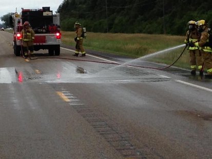Haz-Mat crews work to clean up a chemical spill near Wyndmere, N.D. Haz-Mat crews work to clean up a chemical spill near Wyndmere, N.D.