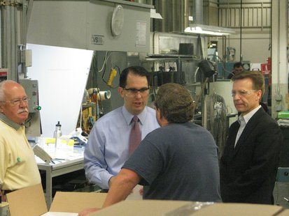 Gov. Scott Walker tours Wausau Container Co. during campaign. Gov. Scott Walker tours Wausau Container Co. during campaign.
