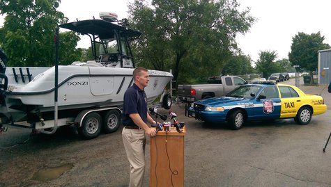 Mike Panosh with the Wisconsin State Patrol's Bureau of Transportation Safety talking about "Where the Rudder Meets the Road" initiative in Oshkosh on July 2, 2014. (Copyright Midwest Communications, Inc.) Mike Panosh with the Wisconsin State Patrol's Bureau of Transportation Safety talking about "Where the Rudder Meets the Road" initiative in Oshkosh on July 2, 2014. (Copyright Midwest Communications, Inc.)