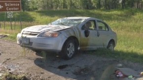 Car rolls along Highway 10 near Buffalo River State Patrol Car rolls along Highway 10 near Buffalo River State Patrol