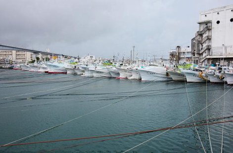 Fishing boats are moored at Tomari port in Naha on Japan's southern island of Okinawa as super typhoon Neoguri approaches the region, in this photo taken by Kyodo July 7, 2014. CREDIT: REUTERS/KYODO Fishing boats are moored at Tomari port in Naha on Japan's southern island of Okinawa as super typhoon Neoguri approaches the region, in this photo taken by Kyodo July 7, 2014. CREDIT: REUTERS/KYODO