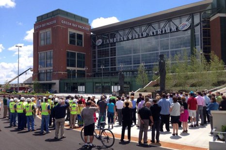 Rededication of Harlan PLaza. Photo courtesy of WLUK. Rededication of Harlan PLaza. Photo courtesy of WLUK.