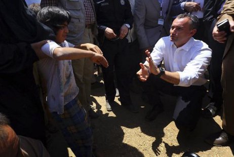 Nickolay Mladenov, the United Nations Secretary-General Special Representative for Iraq, visits a Iraqi refugee camp on the outskirts of Arbil in Iraq's Kurdistan region June 14, 2014. CREDIT: REUTERS/STRINGER Nickolay Mladenov, the United Nations Secretary-General Special Representative for Iraq, visits a Iraqi refugee camp on the outskirts of Arbil in Iraq's Kurdistan region June 14, 2014. CREDIT: REUTERS/STRINGER