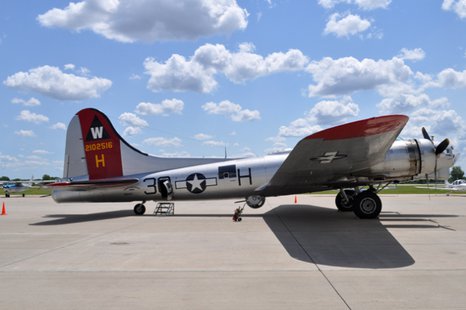 Aluminum Overcast, EAA's B-17 bomber, visits Austin Straubel International Airport in Ashwaubenon, July 17, 2014. (Photo from: FOX 11). Aluminum Overcast, EAA's B-17 bomber, visits Austin Straubel International Airport in Ashwaubenon, July 17, 2014. (Photo from: FOX 11).