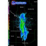 A massive mayfly swarm along the Mississippi River is captured on radar, July 20, 2014. (Photo from: FOX 11). A massive mayfly swarm along the Mississippi River is captured on radar, July 20, 2014. (Photo from: FOX 11).