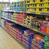 Some shelves at an Aldi. Some shelves at an Aldi.