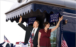 Bryan and Nikki Campaigning on a Train