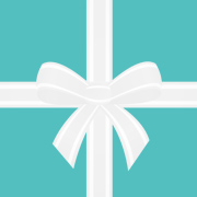 White ribbon on sea-blue box