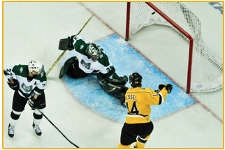 Gamblers player scoring a goal